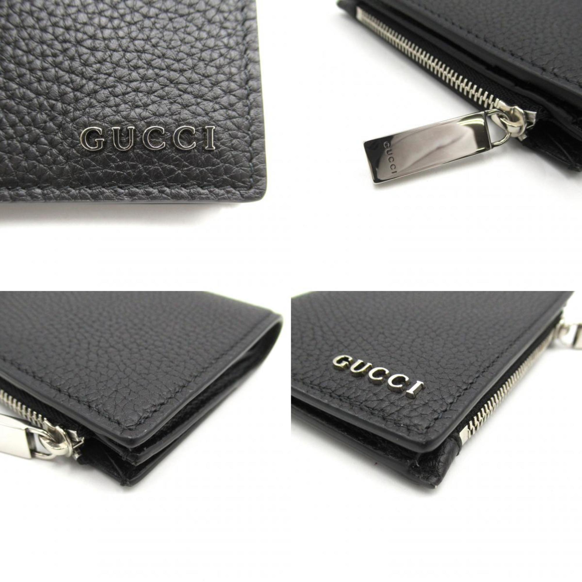 GUCCI Bi-fold wallet Leather Men's Women's Black 795292