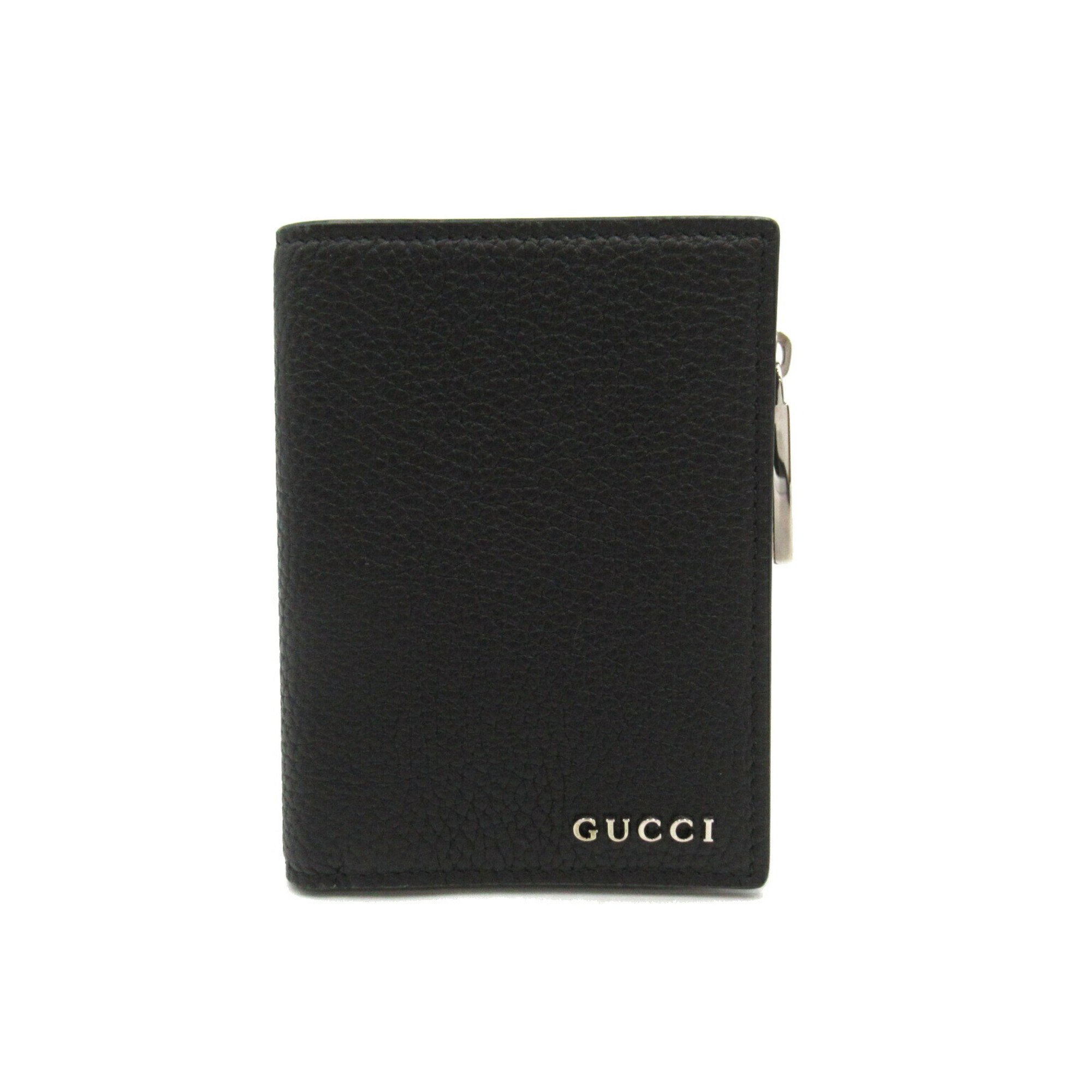 GUCCI Bi-fold wallet Leather Men's Women's Black 795292