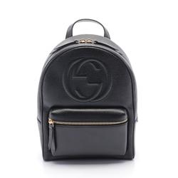 GUCCI Soho Interlocking G Rucksack Backpack Bag Leather Women's Black 536192