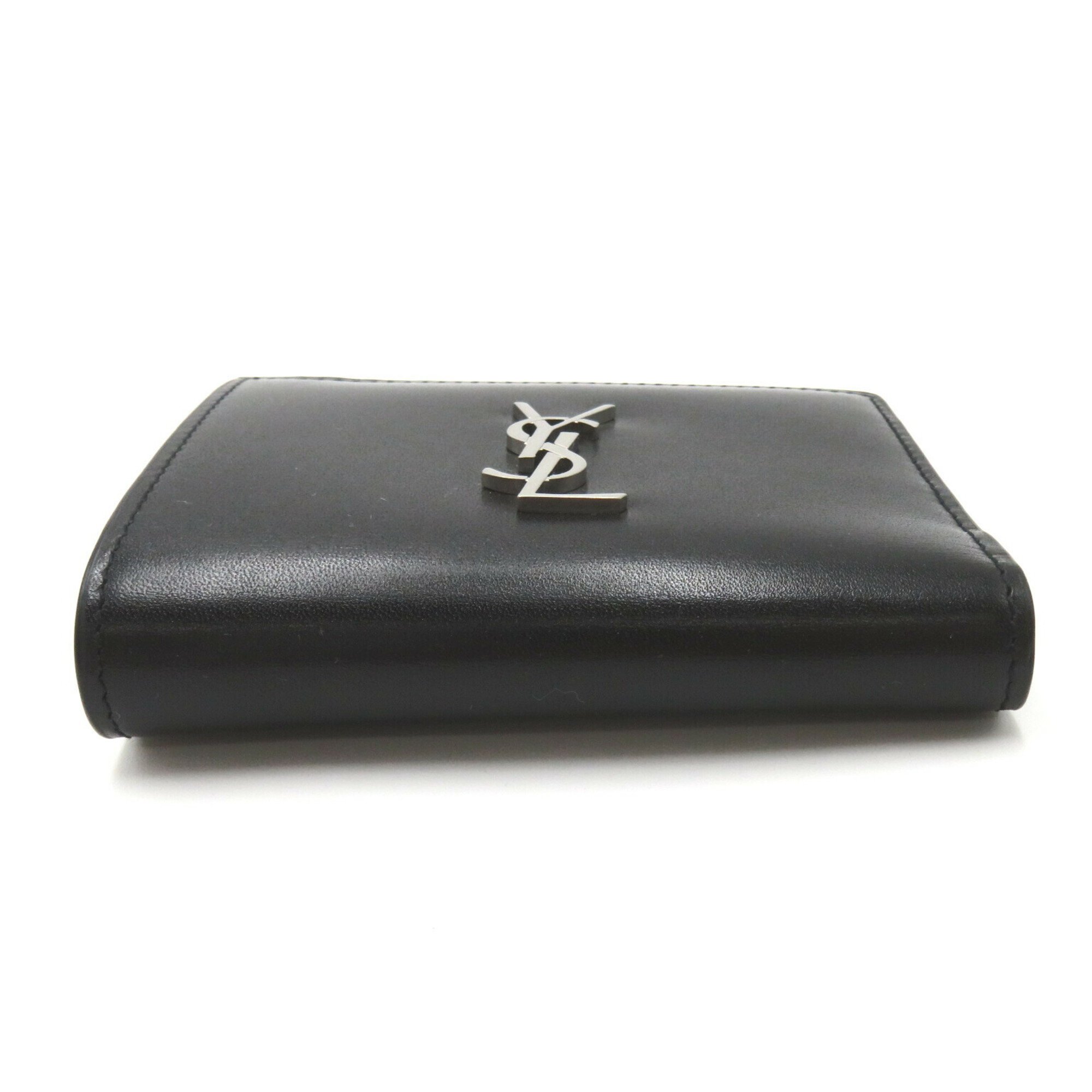 Saint Laurent SAINT LAURENT Bi-fold wallet Leather Men's Women's Black NERO 5757260SX0E1000