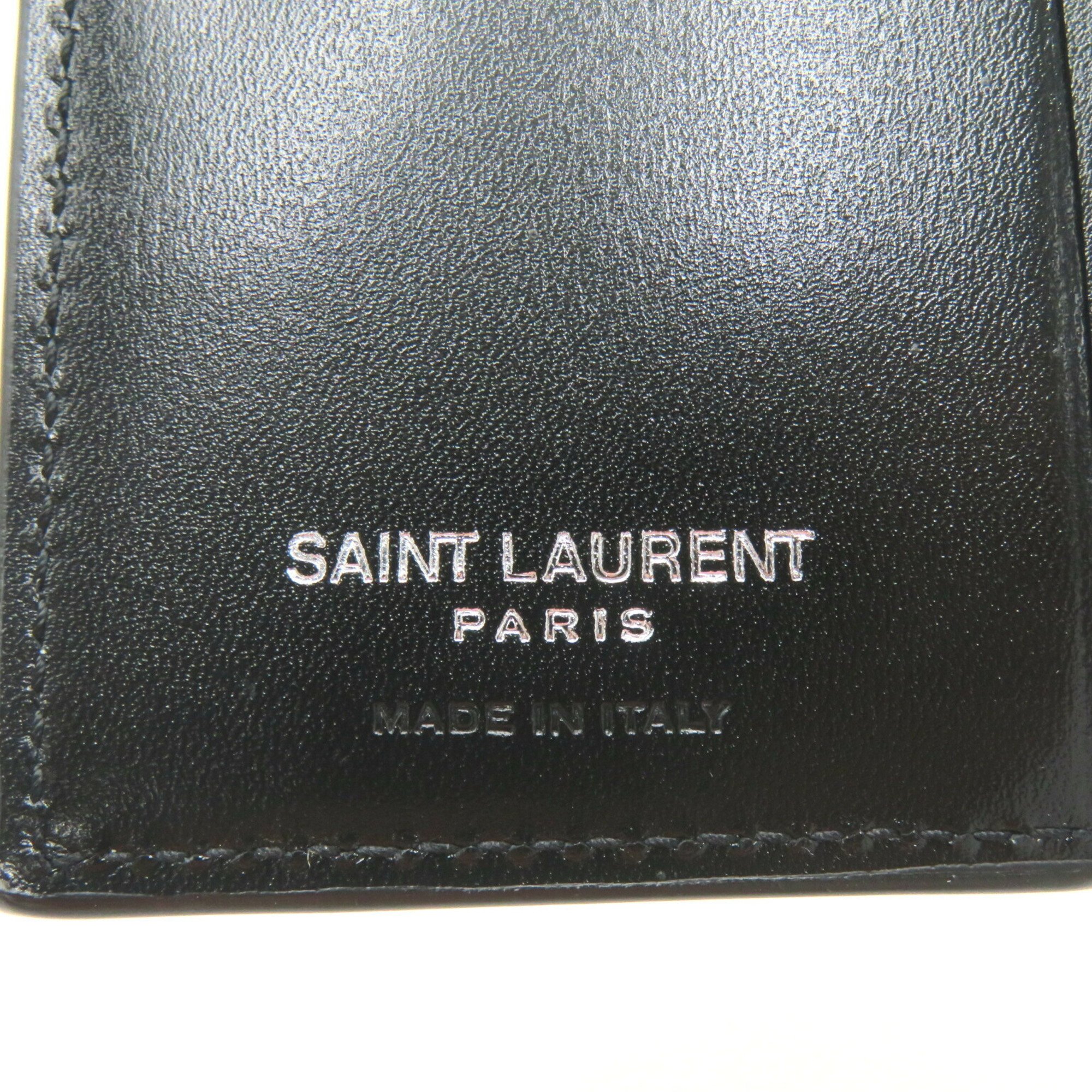 Saint Laurent SAINT LAURENT Bi-fold wallet Leather Men's Women's Black NERO 5757260SX0E1000