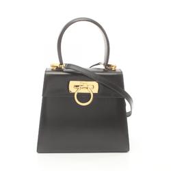 Salvatore Ferragamo Gancini handbag, leather bag, women's, black