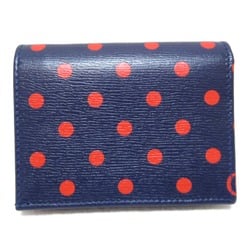 GUCCI Bi-fold wallet Leather Men's Women's Navy Polka dot pattern 621887