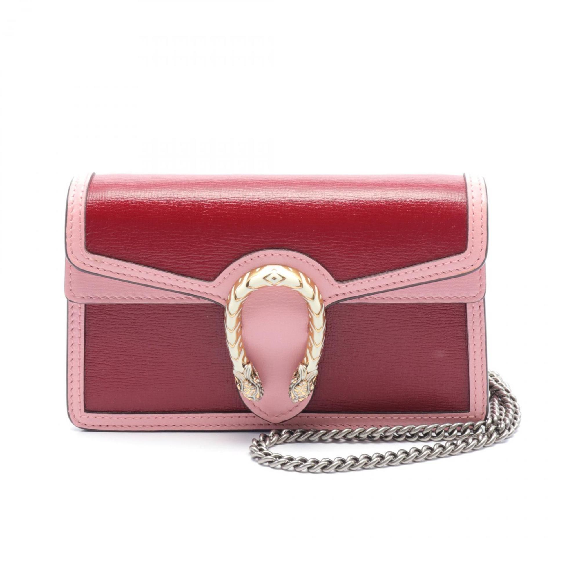 GUCCI Dionysus Super Shoulder Bag Leather Women's Pink Red 476432