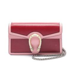 GUCCI Dionysus Super Shoulder Bag Leather Women's Pink Red 476432