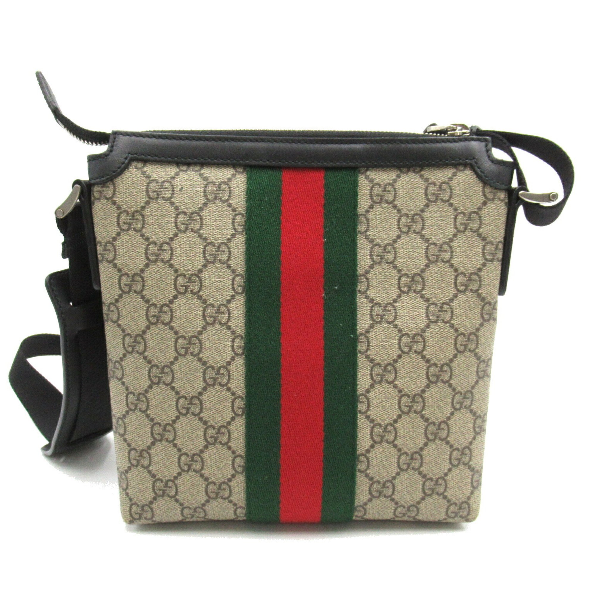 GUCCI GG Supreme Shoulder Bag, Coated Canvas, Men's, Women's, Beige, 471454