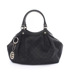 GUCCI Sukey GG Canvas Handbag Bag Leather Women's Black 211944