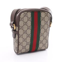 GUCCI Ophidia Sherry Line GG Supreme Shoulder Bag Coated Canvas Leather Men Women Beige Brown 598127