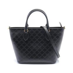 GUCCI Guccissima Handbag Bag Leather Women's Black 432124