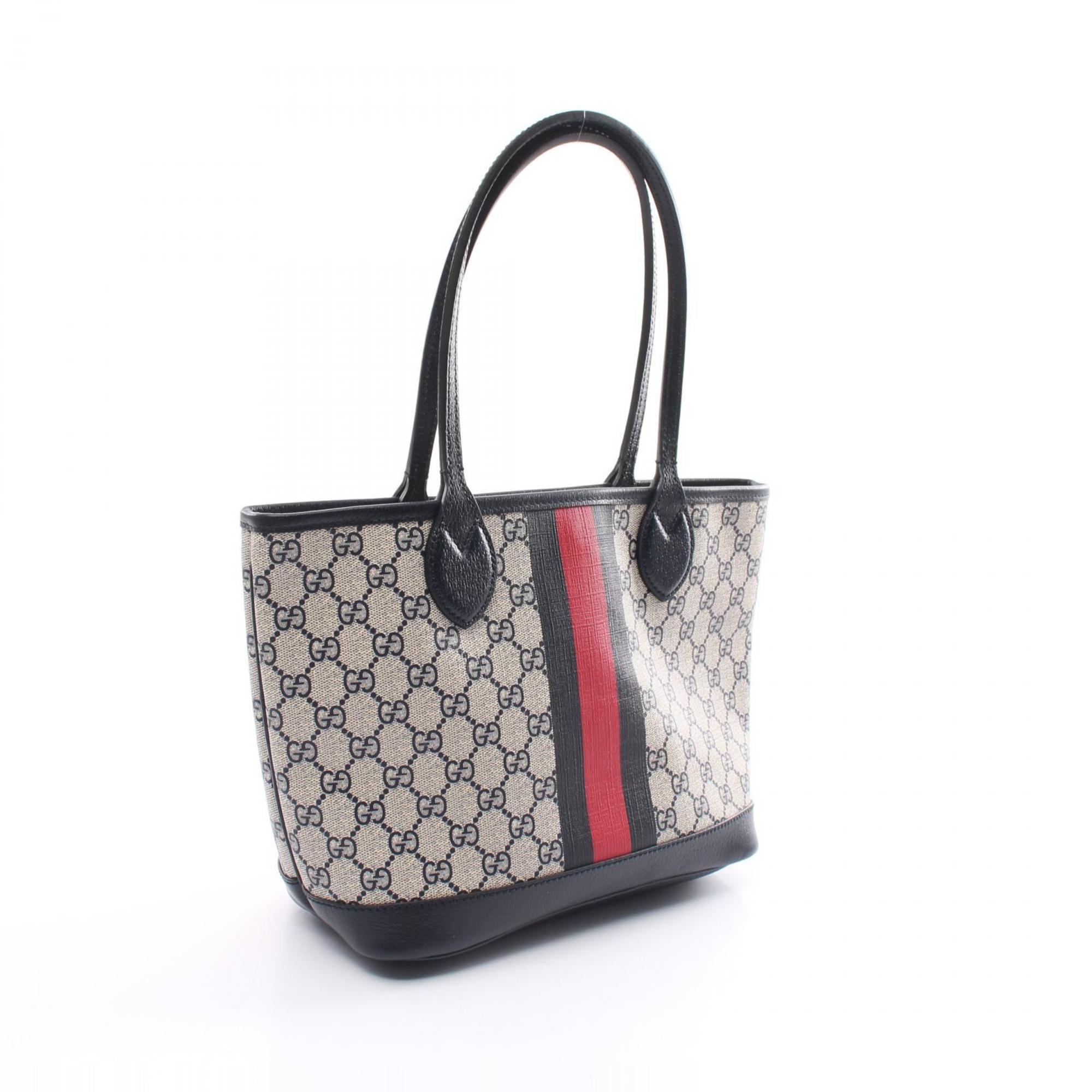 GUCCI Ophidia GG Supreme Small Tote Bag Coated Canvas Leather Women's Black Multicolor