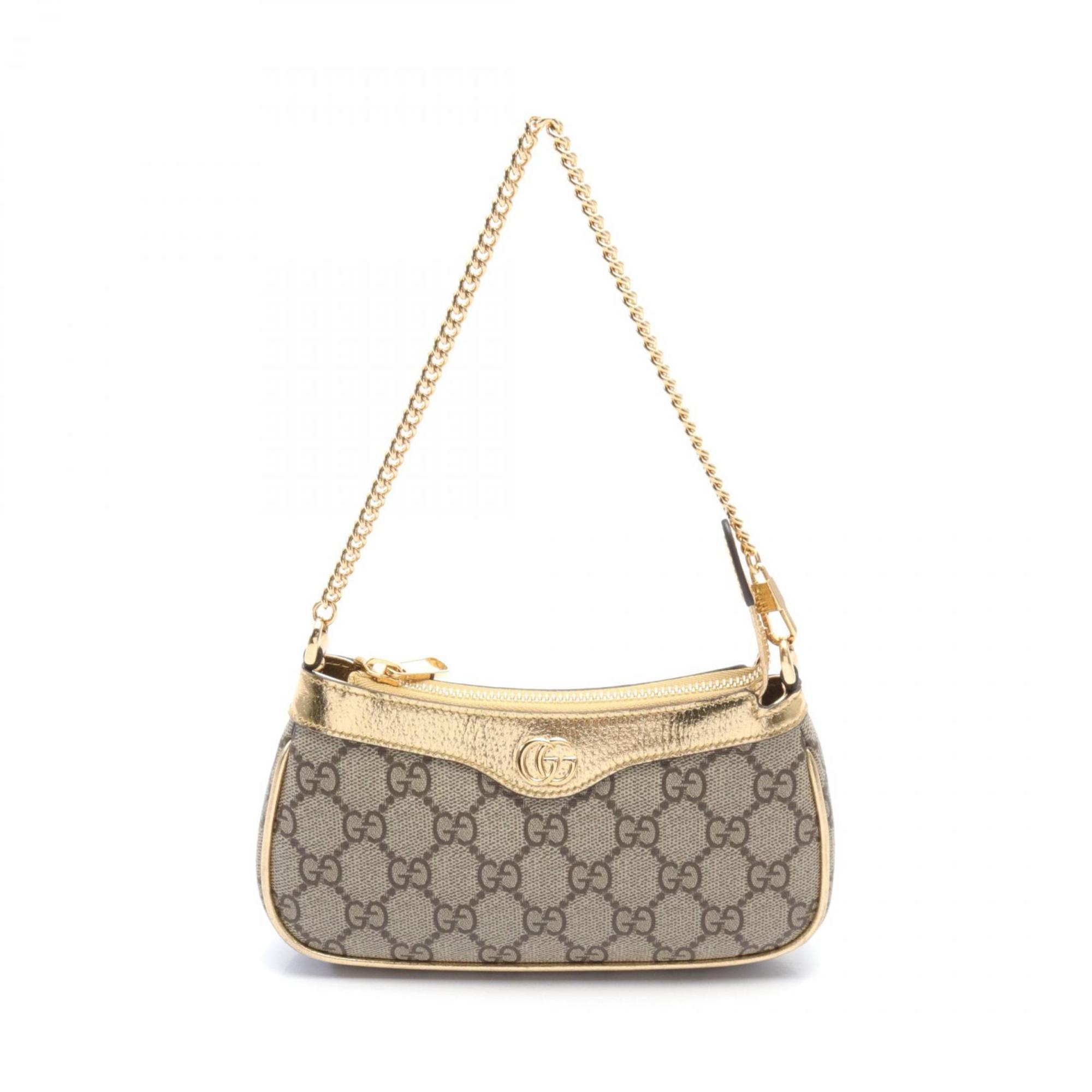 GUCCI Ophidia Bag GG Supreme Handbag Coated Canvas Leather Women's Beige Brown Gold 764960