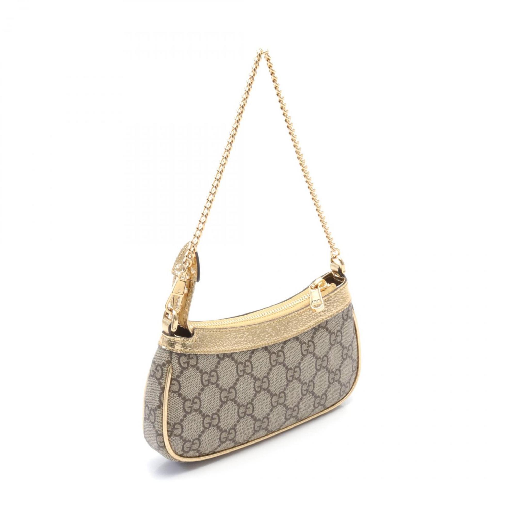 GUCCI Ophidia Bag GG Supreme Handbag Coated Canvas Leather Women's Beige Brown Gold 764960