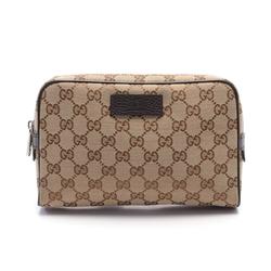 Gucci GG Canvas Waist Bag Body Leather Men Women Beige Brown