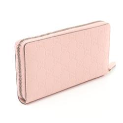 GUCCI Linea Cat Guccissima Round Long Wallet Leather Women's Pink 548058