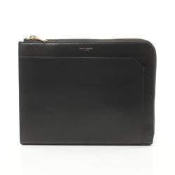 Saint Laurent SAINT LAURENT Second bag Clutch Bag Leather Men Women Black