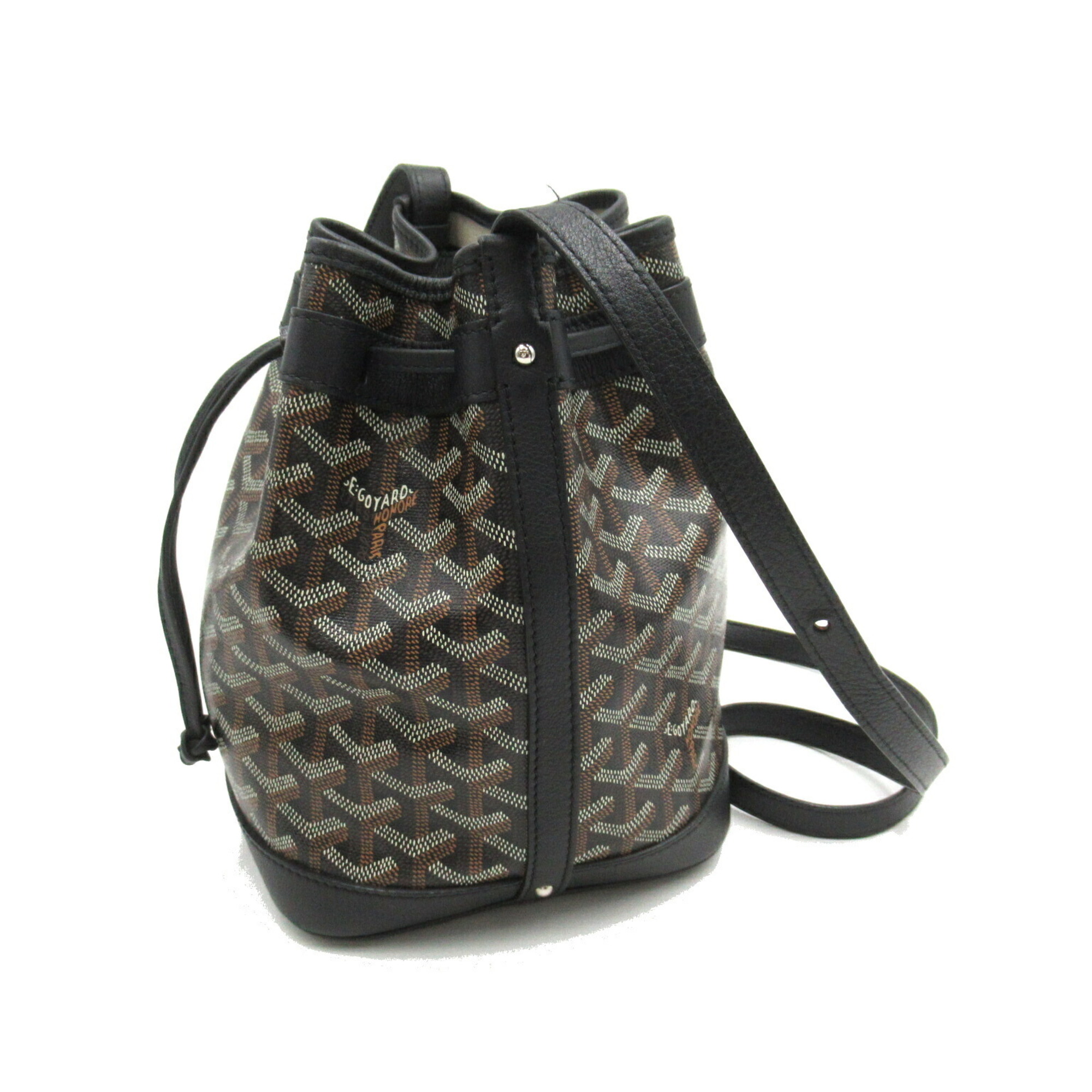 GOYARD Petit Flo Bucket Bag Shoulder Coated Canvas Women's Black