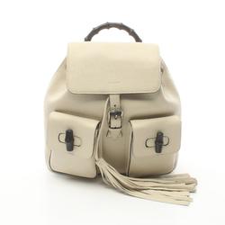 GUCCI Bamboo Backpack Bag Leather Women's White 370833