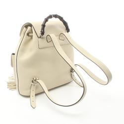 GUCCI Bamboo Backpack Bag Leather Women's White 370833