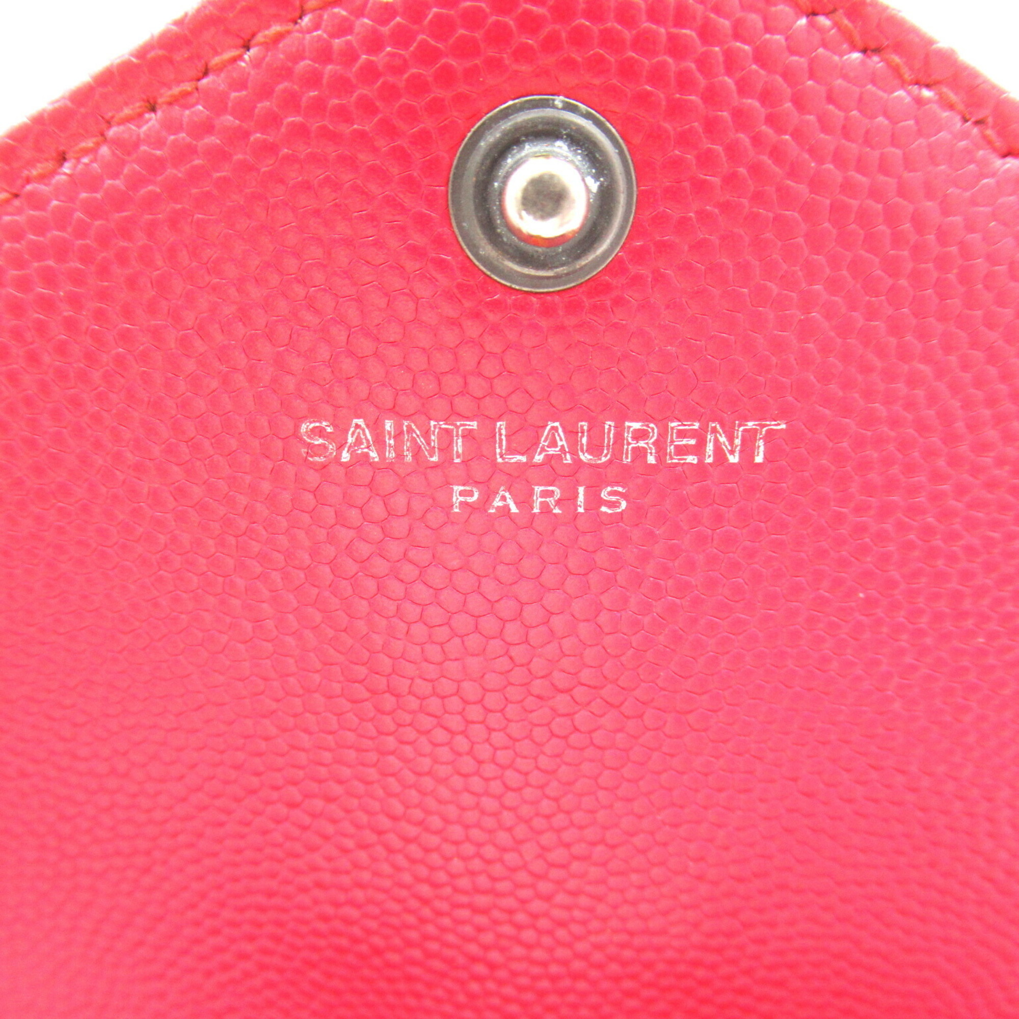 Saint Laurent SAINT LAURENT Chain Wallet Shoulder Bag Leather Women's Red 893958