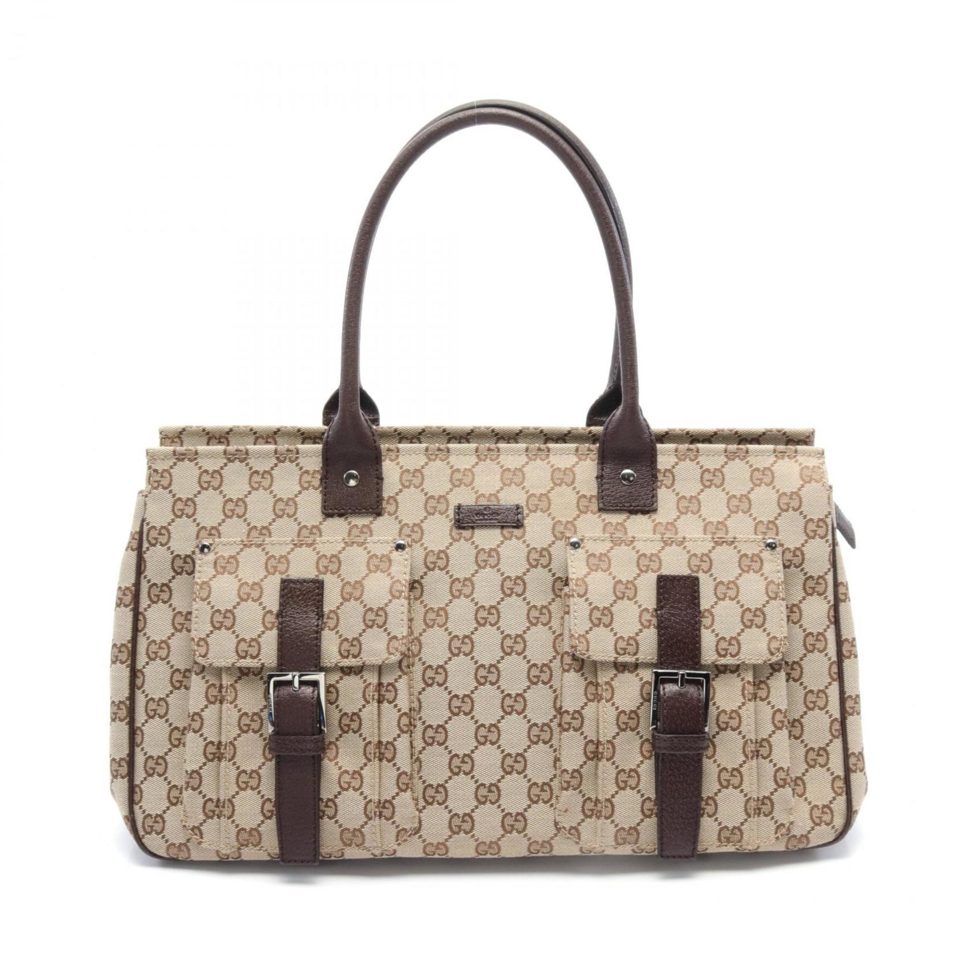 GUCCI GG Canvas Handbag Bag Women's Beige Brown 114267