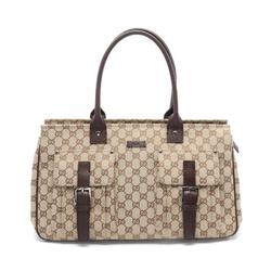 GUCCI GG Canvas Handbag Bag Women's Beige Brown 114267