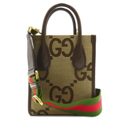 GUCCI Jumbo GG 2-way shoulder bag, canvas, leather, women's, beige, brown, 699406