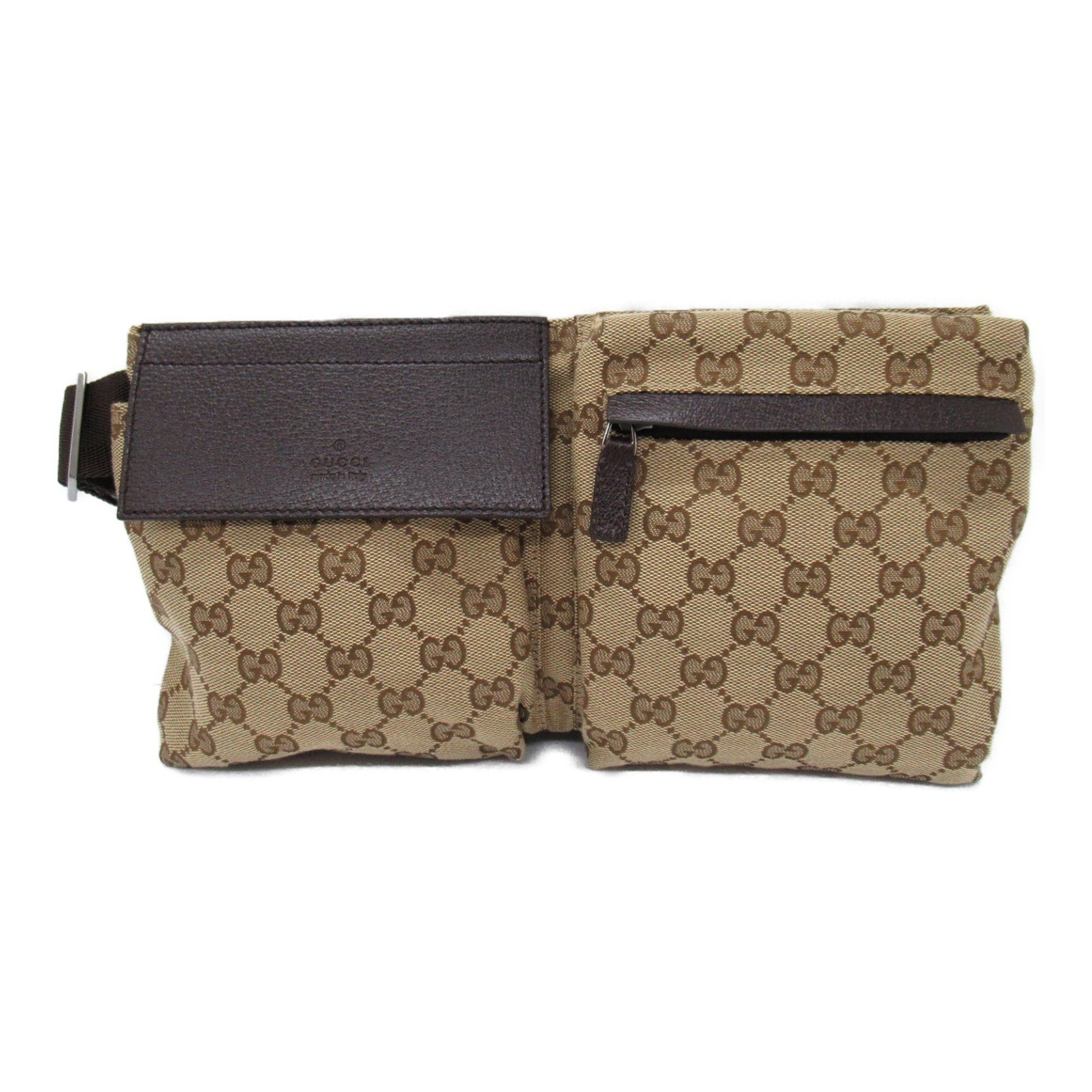 Gucci GUCCI Waist bag Body Bag GG canvas Men's Women's Beige Dark brown 28566