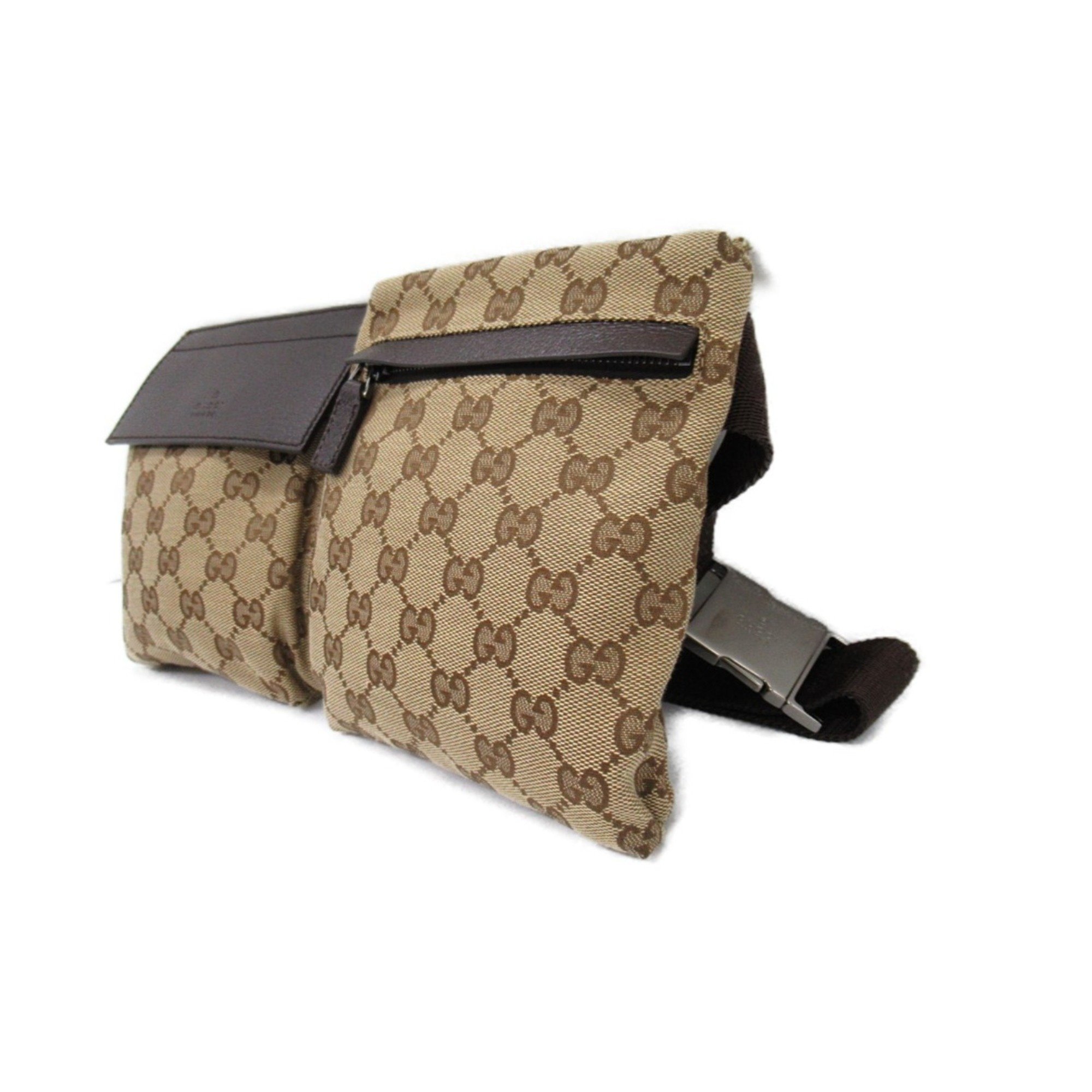 Gucci GUCCI Waist bag Body Bag GG canvas Men's Women's Beige Dark brown 28566