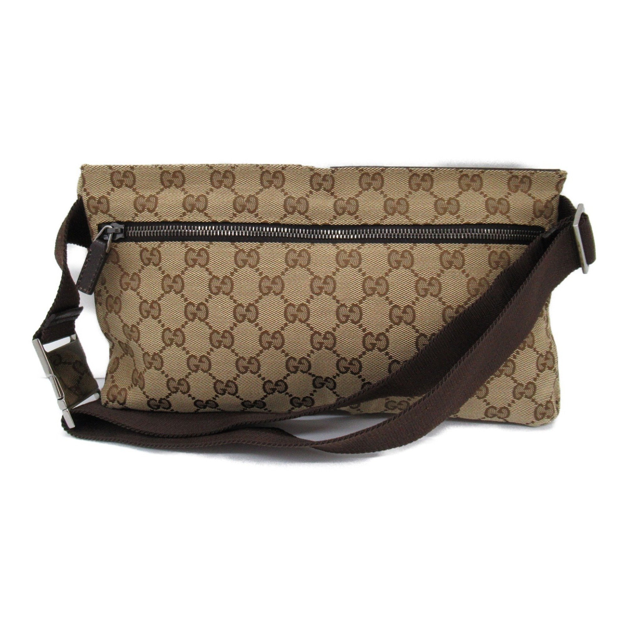 Gucci GUCCI Waist bag Body Bag GG canvas Men's Women's Beige Dark brown 28566