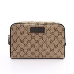 Gucci GG Canvas Waist Bag Body Leather Men Women Beige Brown 449174