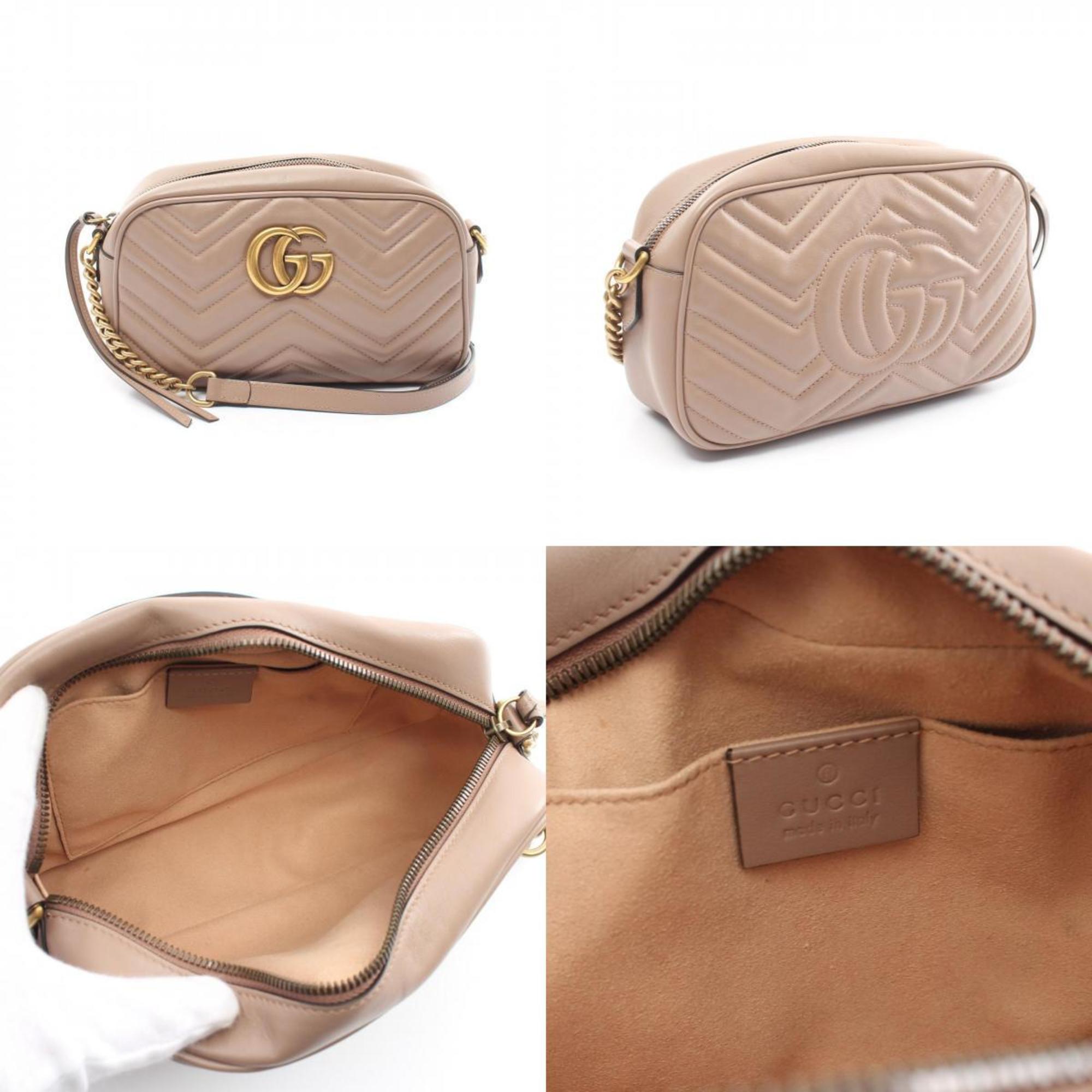 GUCCI GG Marmont Shoulder Bag Leather Women's Beige 447632