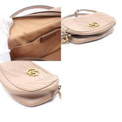 GUCCI GG Marmont Shoulder Bag Leather Women's Beige 447632