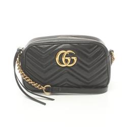 GUCCI GG Marmont Shoulder Bag Leather Women's Black 447632