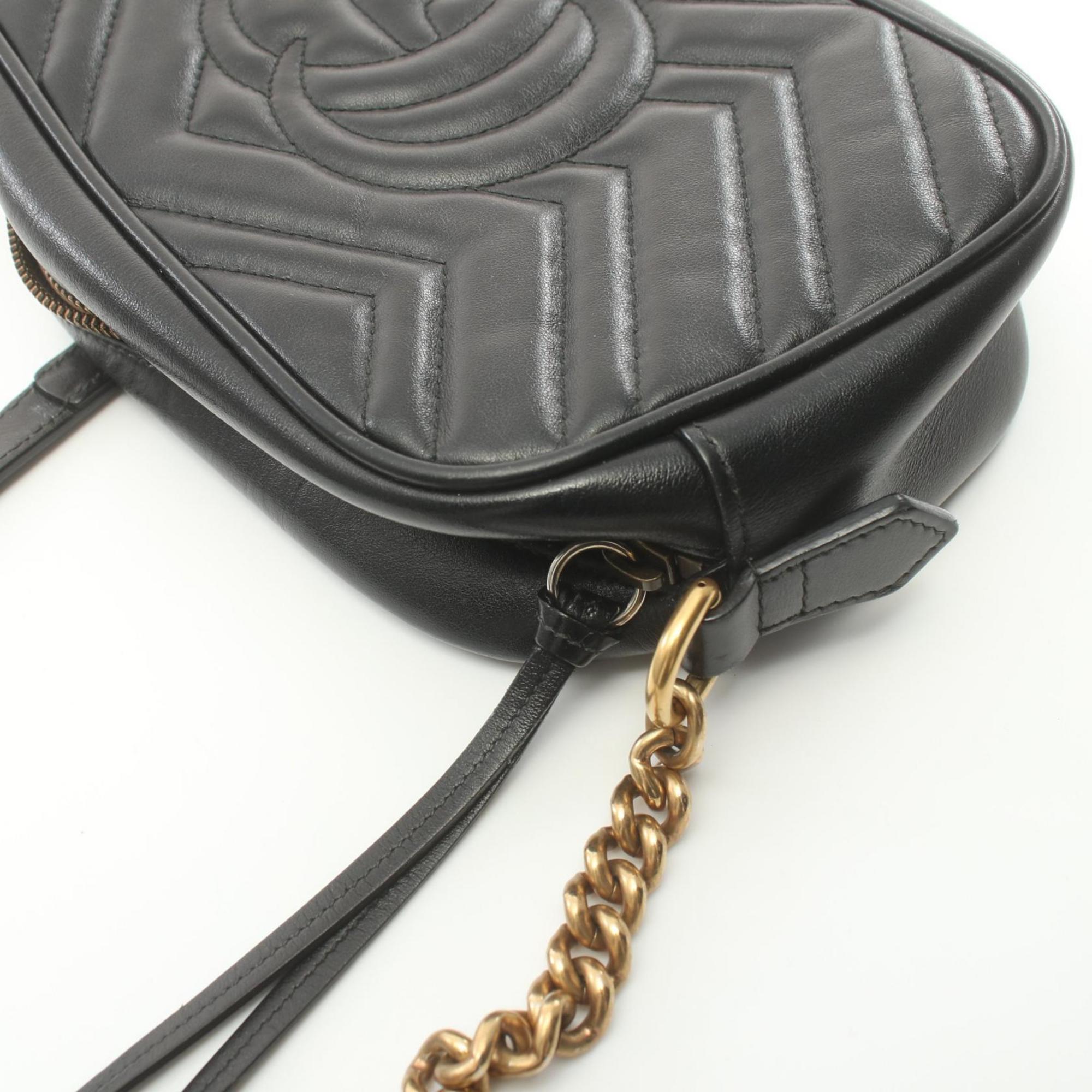 GUCCI GG Marmont Shoulder Bag Leather Women's Black 447632