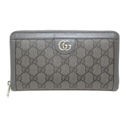 Gucci GG Marmont Zip Around Wallet, Round Coated Canvas, Men's, Women's, Gray, 736127