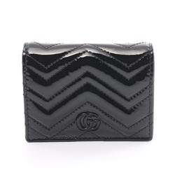 GUCCI GG Marmont Bi-fold Wallet Patent Leather Women's Black 466492