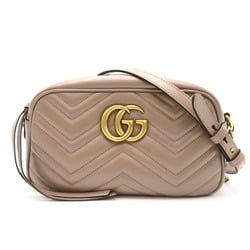 GUCCI GG Marmont Shoulder Bag Leather Women's Beige 447632