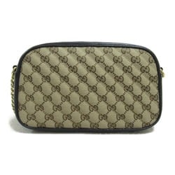 Gucci GG Marmont Shoulder Bag Canvas Leather Women's Beige Black 447632