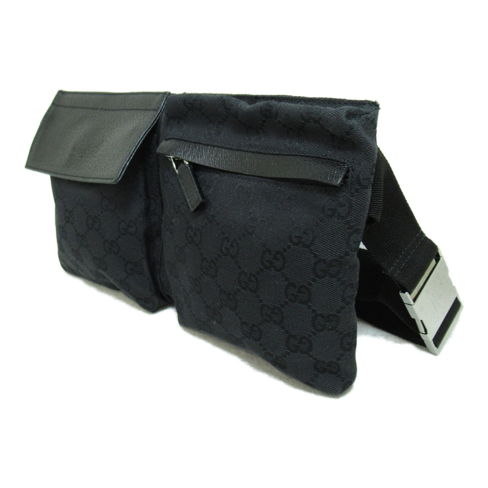 GUCCI Waist Bag GG Canvas Women's Black 28566