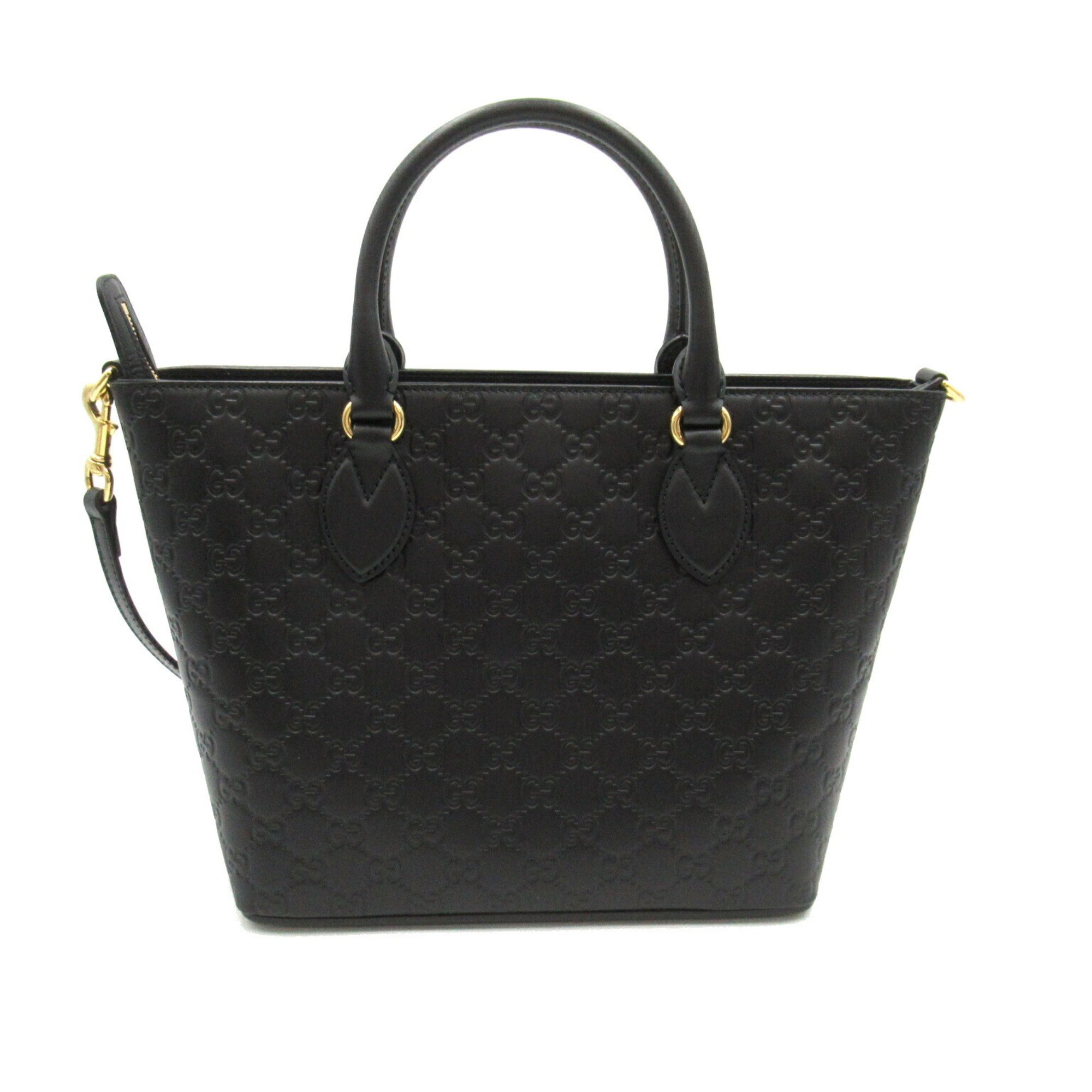 GUCCI Guccissima 2way Tote Bag Leather Women's Black 432124