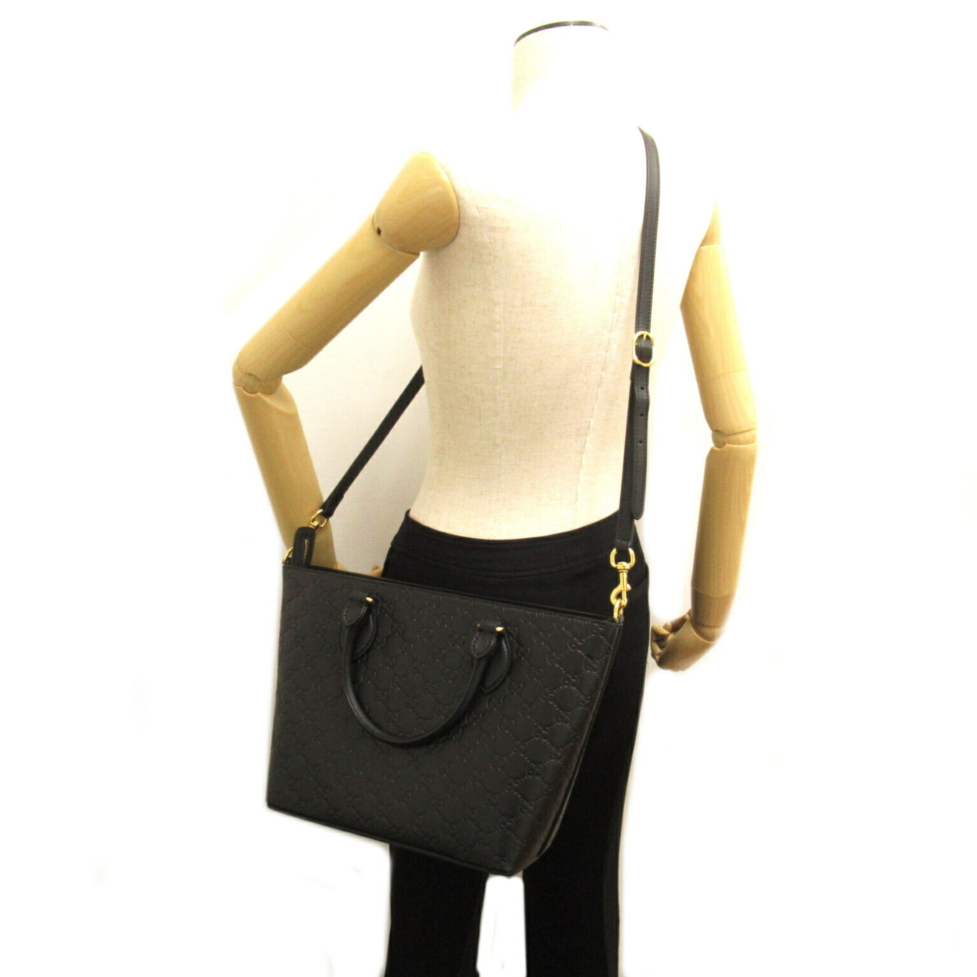 GUCCI Guccissima 2way Tote Bag Leather Women's Black 432124