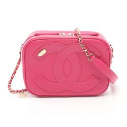 CHANEL Large Coco Mark Camera Bag Shoulder Leather Women's Pink