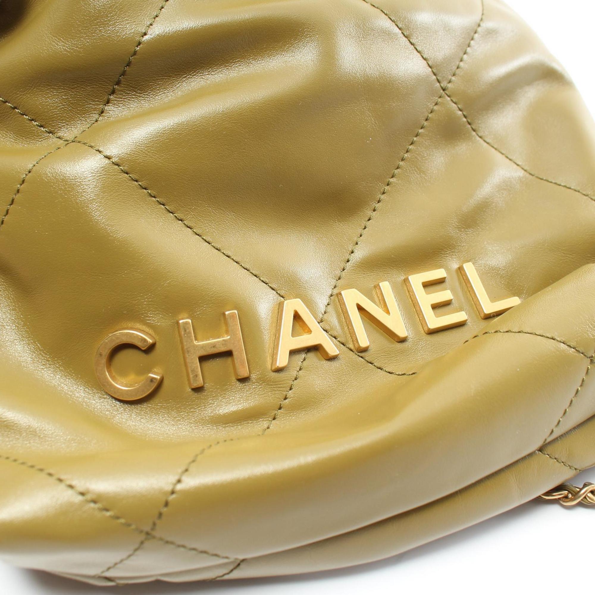 CHANEL Chanel 22 Shoulder Bag Leather Women's Green