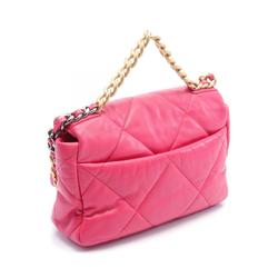 CHANEL 19 Disneuf Matelasse Shoulder Bag Leather Women's Pink AS1160