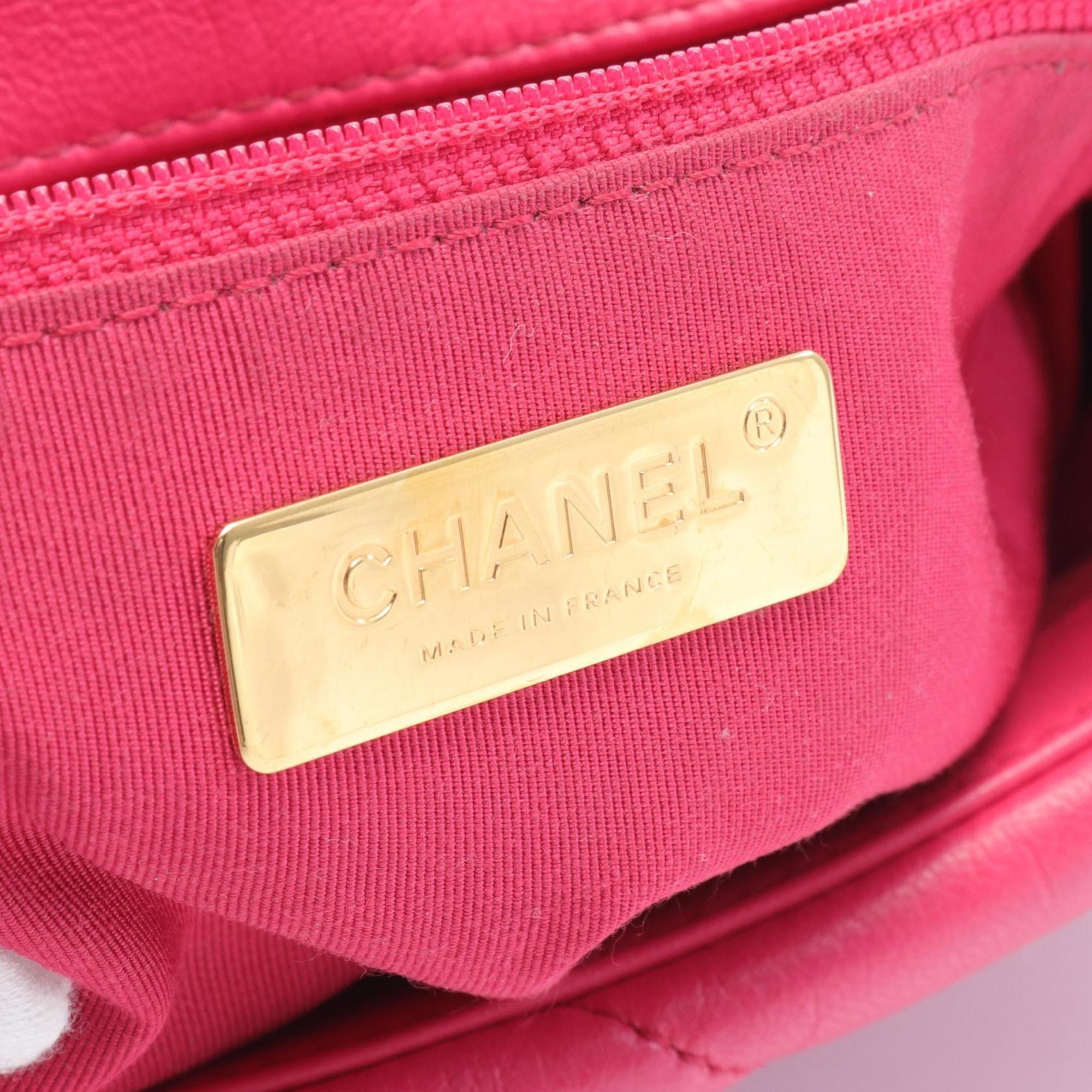 CHANEL 19 Disneuf Matelasse Shoulder Bag Leather Women's Pink AS1160