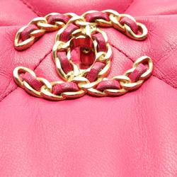 CHANEL 19 Disneuf Matelasse Shoulder Bag Leather Women's Pink AS1160