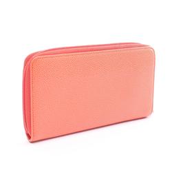 CHANEL Coco Mark Round Long Wallet Caviar Skin Women's Pink