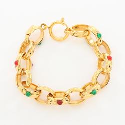 CHANEL Gripoa Bracelet GP (Gold Plated) Glass Women's Gold Red Green