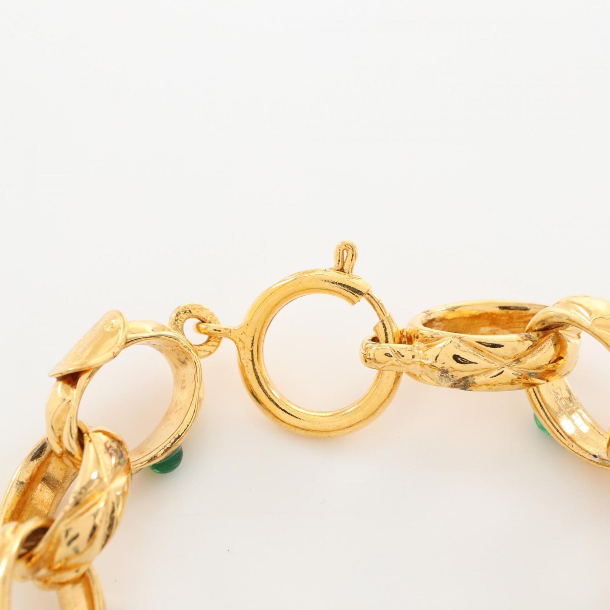 CHANEL Gripoa Bracelet GP (Gold Plated) Glass Women's Gold Red Green