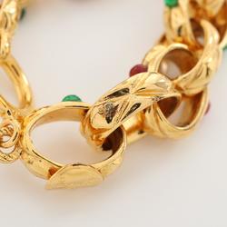 CHANEL Gripoa Bracelet GP (Gold Plated) Glass Women's Gold Red Green